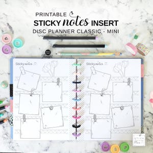 Sticky Notes Disc Planner Insert Fit Happy Planner Classic & Mini, Printable Discbound Planner Note Taking Pages, Bullet Journal Style