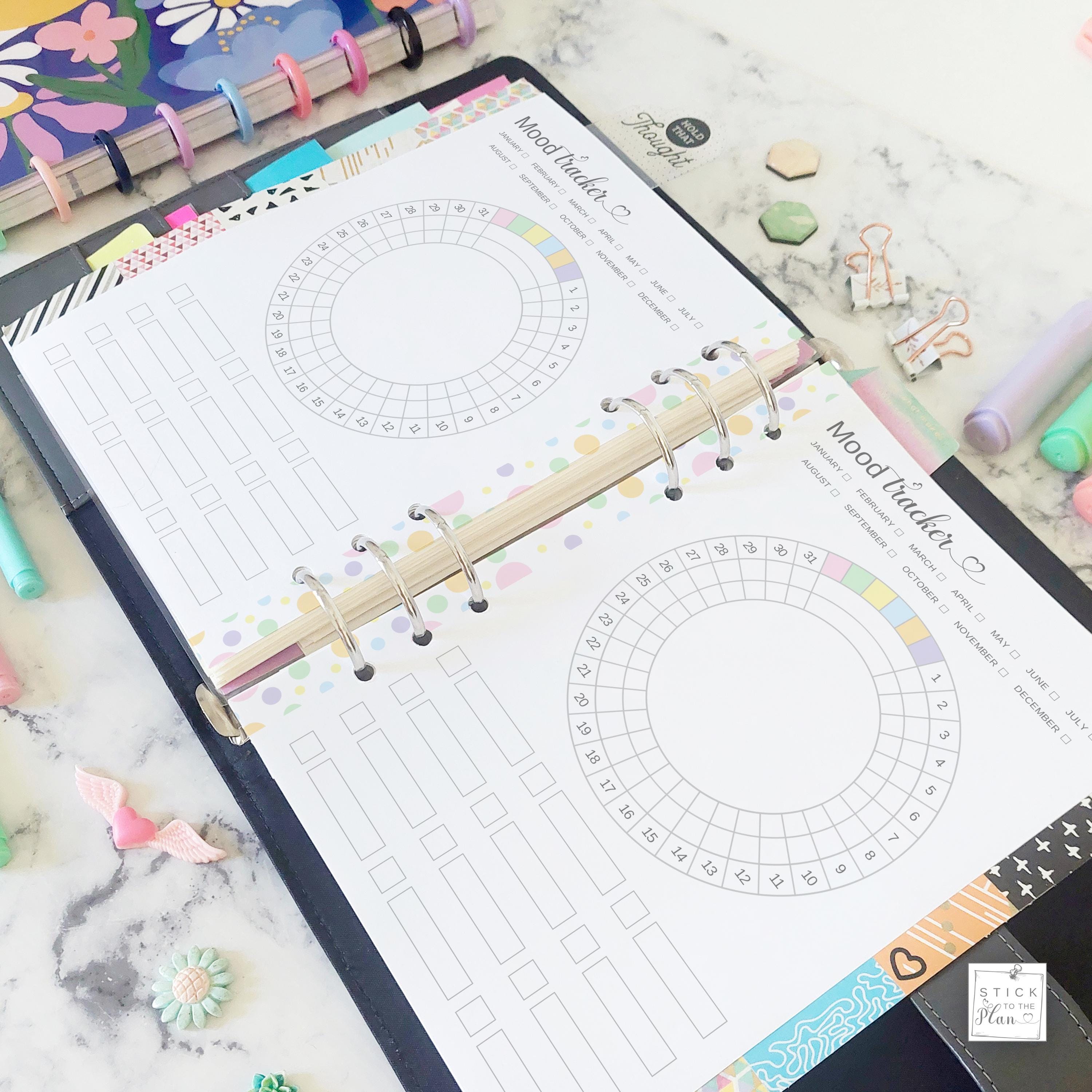 A5 Mood Tracker Circle Printable Planner Insert, Half Letter Circular ...