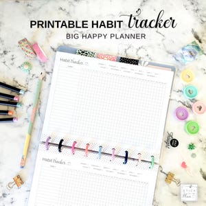 Inserto de seguimiento de hábitos Big Happy Planner, página imprimible tamaño carta, hojas de seguimiento mensuales con disco, recambio para diario de rutina