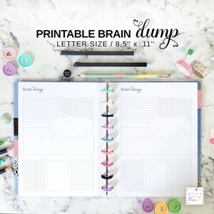 Thought Organizer Fit Big Happy Planner, Letter Size Printable Brain Dump 11 Disc Planner Insert, Mind Decluttering Page for ADHD