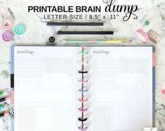 Thought Organizer Fit Big Happy Planner, Letter Size Printable Brain Dump 11 Disc Planner Insert, Mind Decluttering Page for ADHD