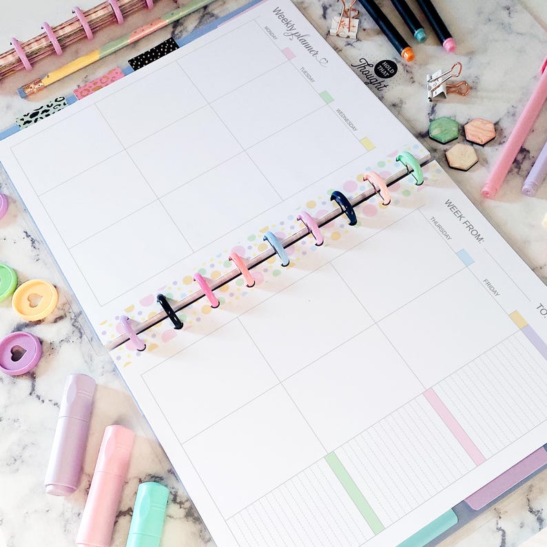 5 Day Weekly Planner Printable Fit Big Happy Planner, Letter Size ...