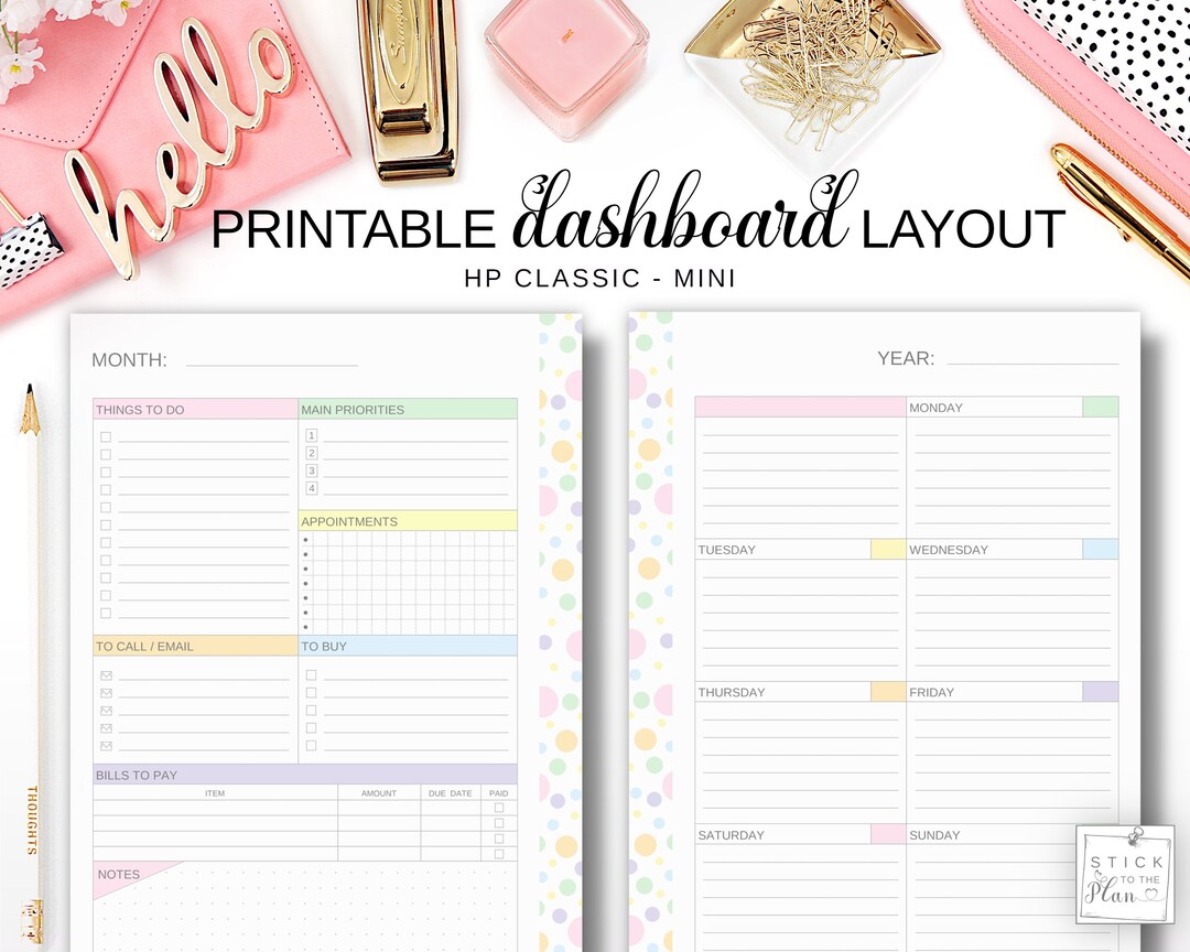 Dashboard Layout Happy Planner Classic Printable Insert Etsy