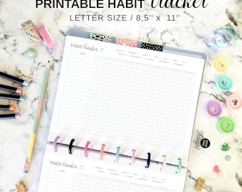 Recambio para agenda de discos con 11 discos para seguimiento de hábitos, compatible con Big Happy Planner. Páginas imprimibles tamaño carta para seguimiento de hábitos.