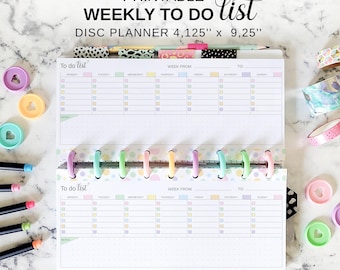Tygodniowa lista zadań do druku, wkładka do Happy Planner Skinny Classic, planer z dyskami, strona z listą zadań do wykonania, uzupełnienie listy zadań