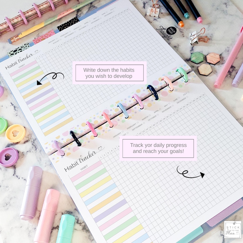 Habit Tracker Fit Big Happy Planner Insert, Letter Size Printable ...
