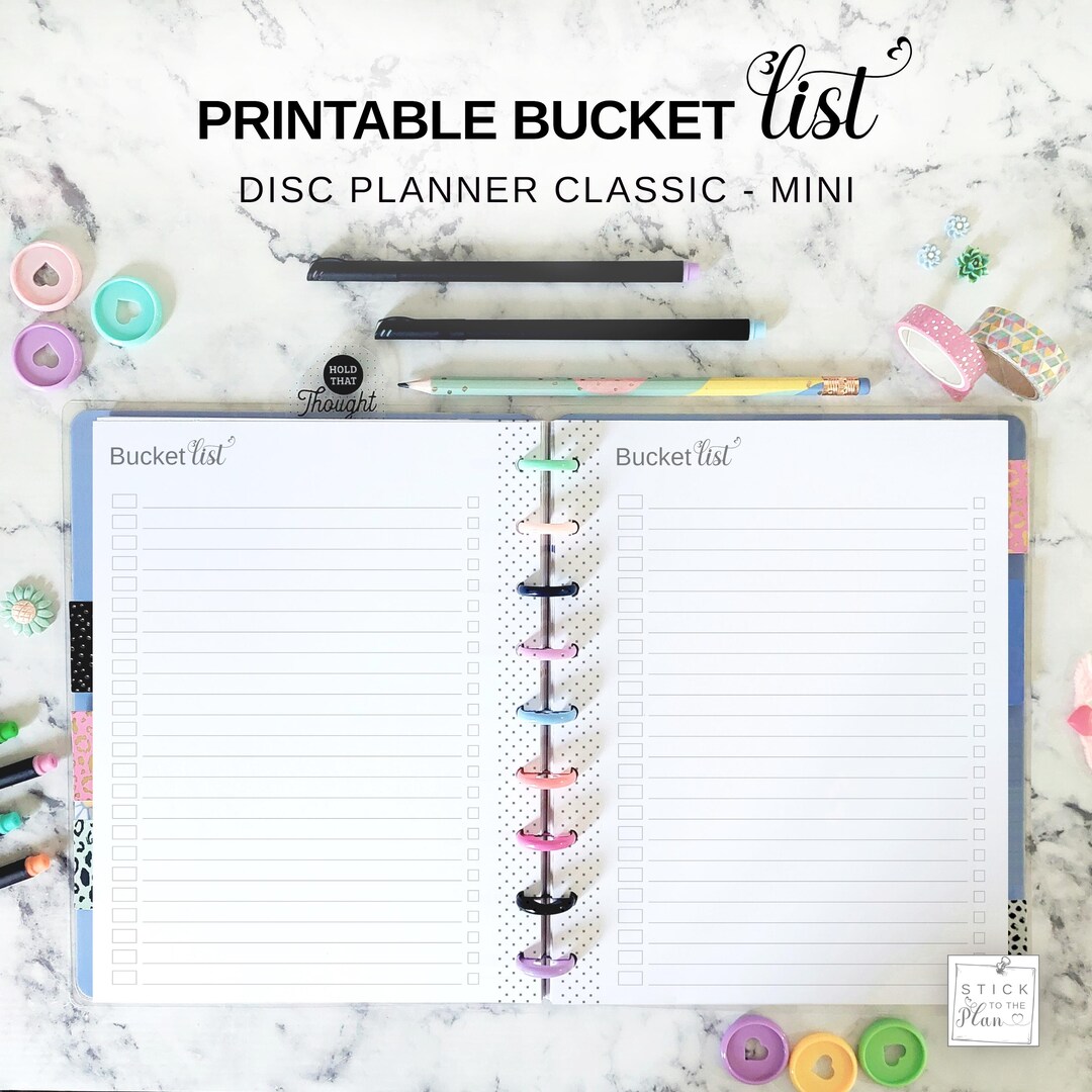 Mini Bucket Lists Bucket List Printable Insert Fit Happy Planner Classic & Mini, Disc ...