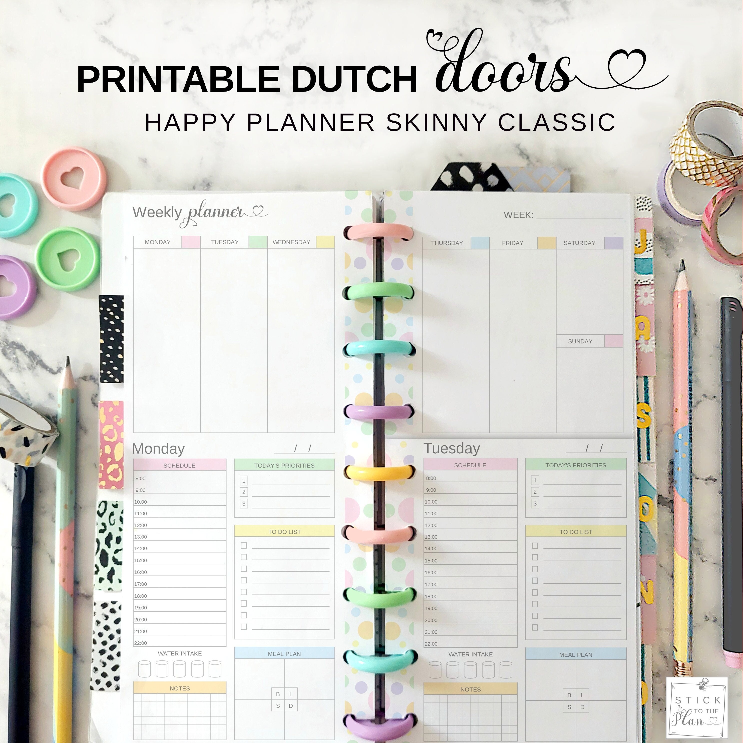Dutch Doors Printable Happy Planner Skinny Classic Insert, HP Half ...