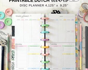 Dutch Doors Printable Planner Insert Fit Happy Planner Skinny Classic, Pastel Half Sheet Undated Weekly Spread and Daily Pages PDF