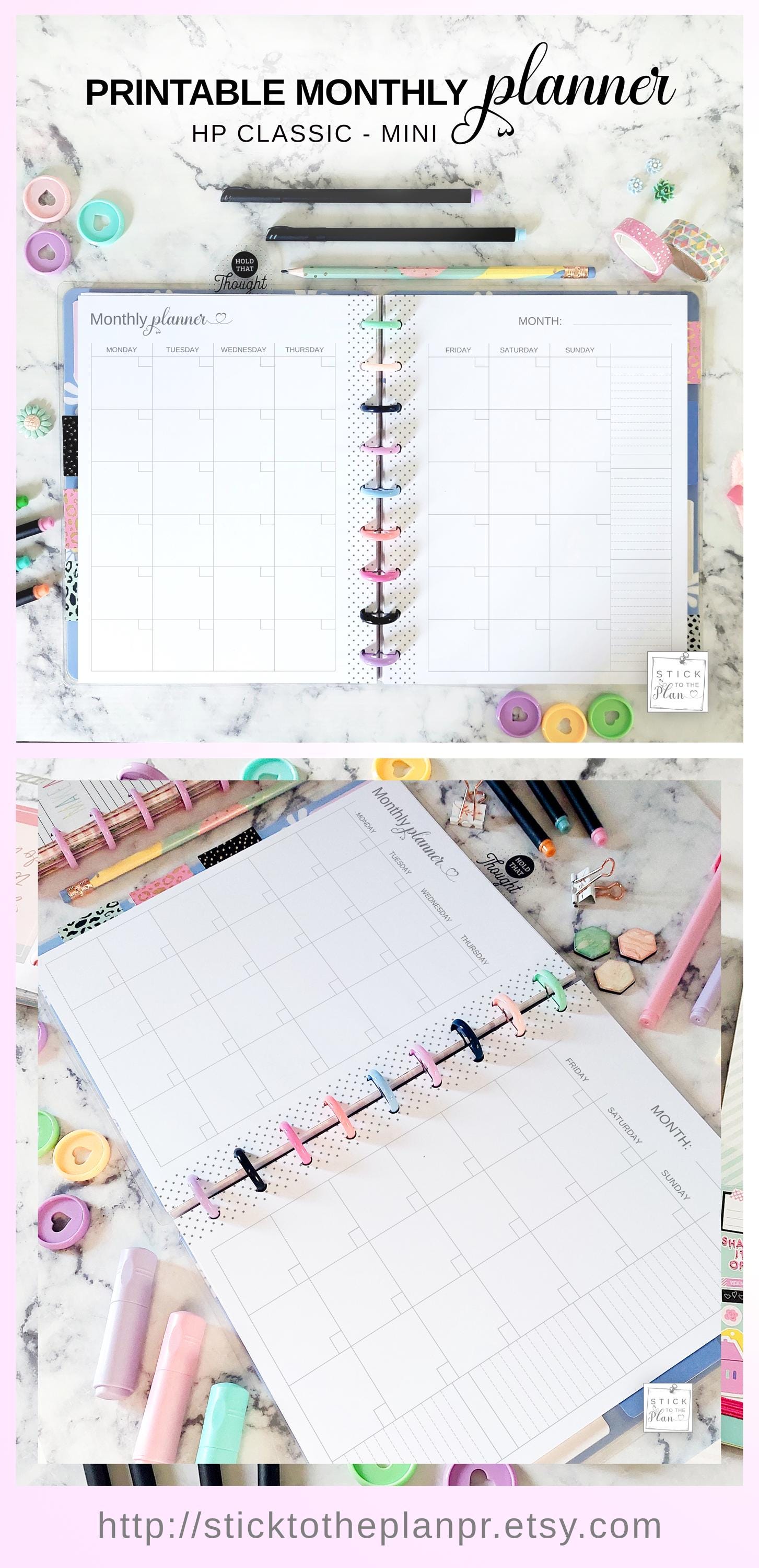 Disc Calender Printable Monthly Insert Fit Happy Planner Classic & Mini, Disc Planner ...