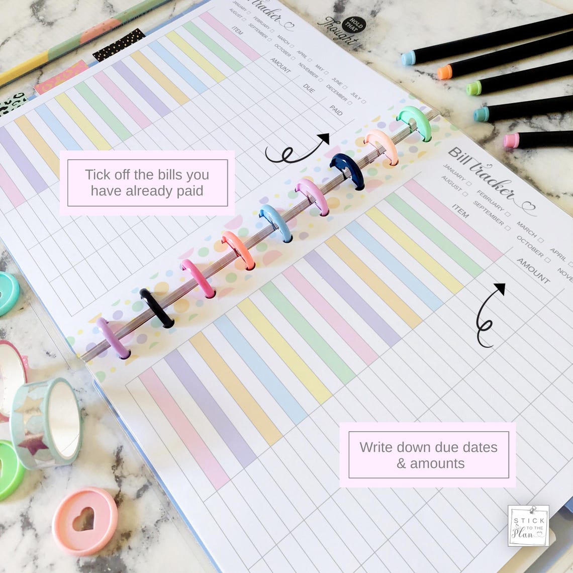 Bill Tracker Printable Insert Fit Happy Planner Classic & Mini, Bill ...