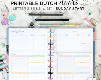Planner Dutch Door Insert Fit Big Happy Planner, Printable Letter Size Undated Weekly Vertical Planner at a Glance with Daily Pages