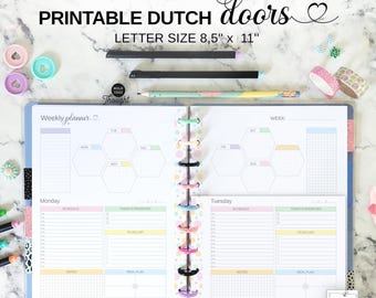Printable Dutch Doors Planner Fit Big Happy Planner, Weekly Planner View with Daily Inserts, Printable Letter Size Pages