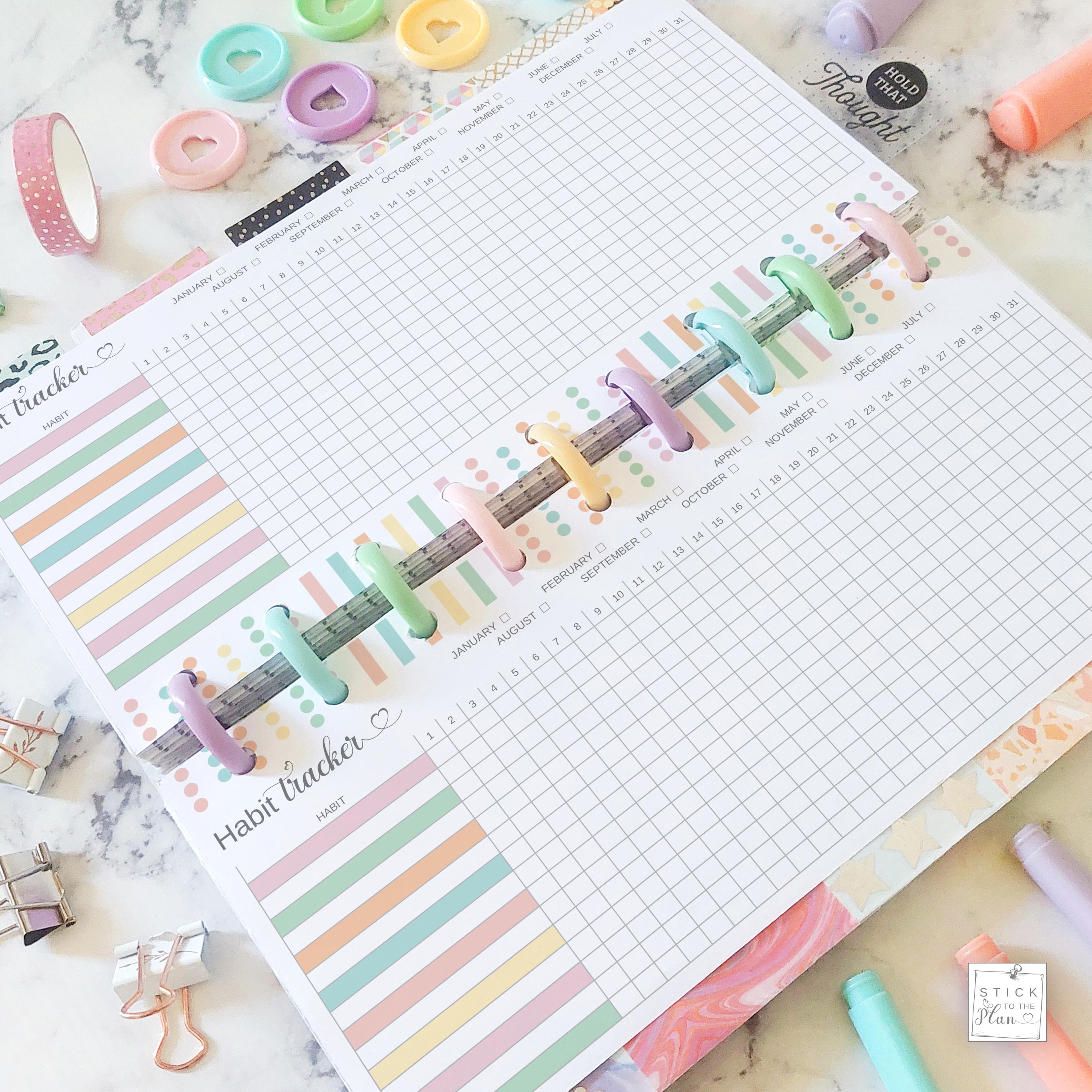 Habit Tracker Insert Fit Skinny Classic Happy Planner, Printable Disc ...