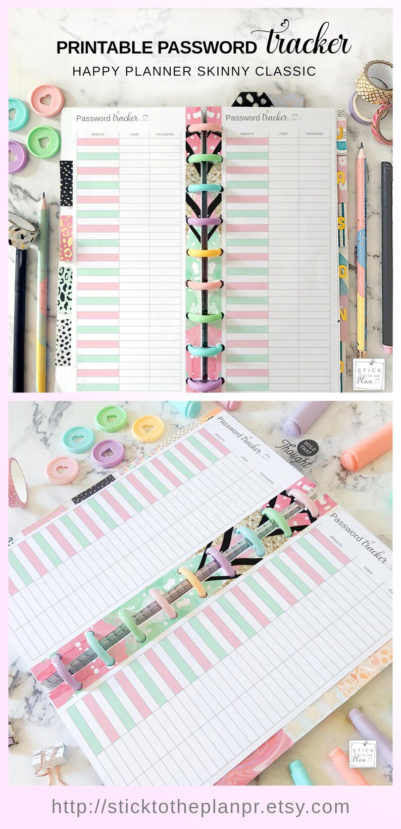 Disc Planner Printable Password Tracker Insert Fit Happy Planner Skinny ...