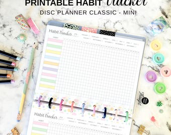 Habit Tracker Fit Happy Planner Classic & Mini Insert, Pastel Discbound Printable Habit Tracking Insert, Disc Planner Routine Tracker Page