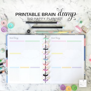 Inserto de volcado de ideas para Big Happy Planner, organizador de pensamientos imprimible tamaño carta, página de notas para ordenar en tonos pastel, lista de tareas en PDF, lista de tareas pendientes