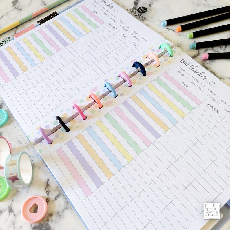 Bill Tracker Printable Insert Fit Happy Planner Classic & Mini, Bill ...