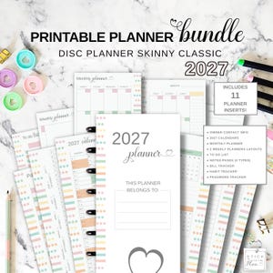 2027 Planer-Einlagen-Bundle für den Skinny Classic Happy Planner, druckbare Jahres-, Monats- und Wochenkalenderseiten, Passwort-Rechnungs- und Gewohnheitstracker