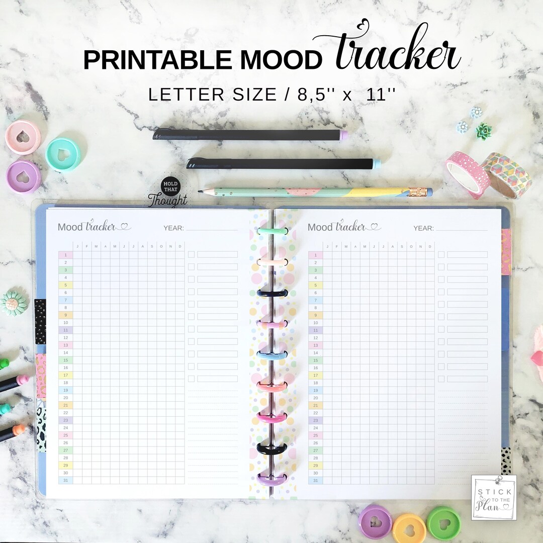 Mood Tracker Yearly Printable Insert Fit Big Happy Planner, Letter Size ...