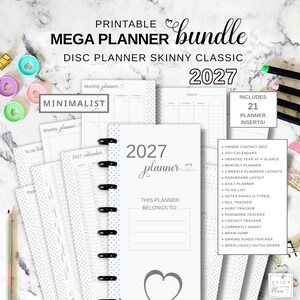 Printable Planner Inserts Bundle fit Skinny Classic Happy Planner, Half Sheet Dashboard Layout, Weekly Dutch Doors, Discbound Refill Pages