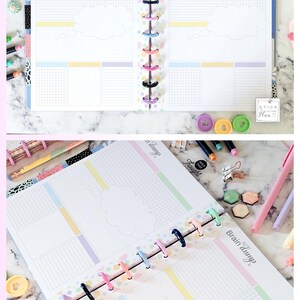 May include: A printable brain dump planner insert for HP Classic and Mini systems. The white paper features a grid layout, a central cloud graphic, and pastel-colored sections. The text reads PRINTABLE BRAIN dump HP CLASSIC - MINI.