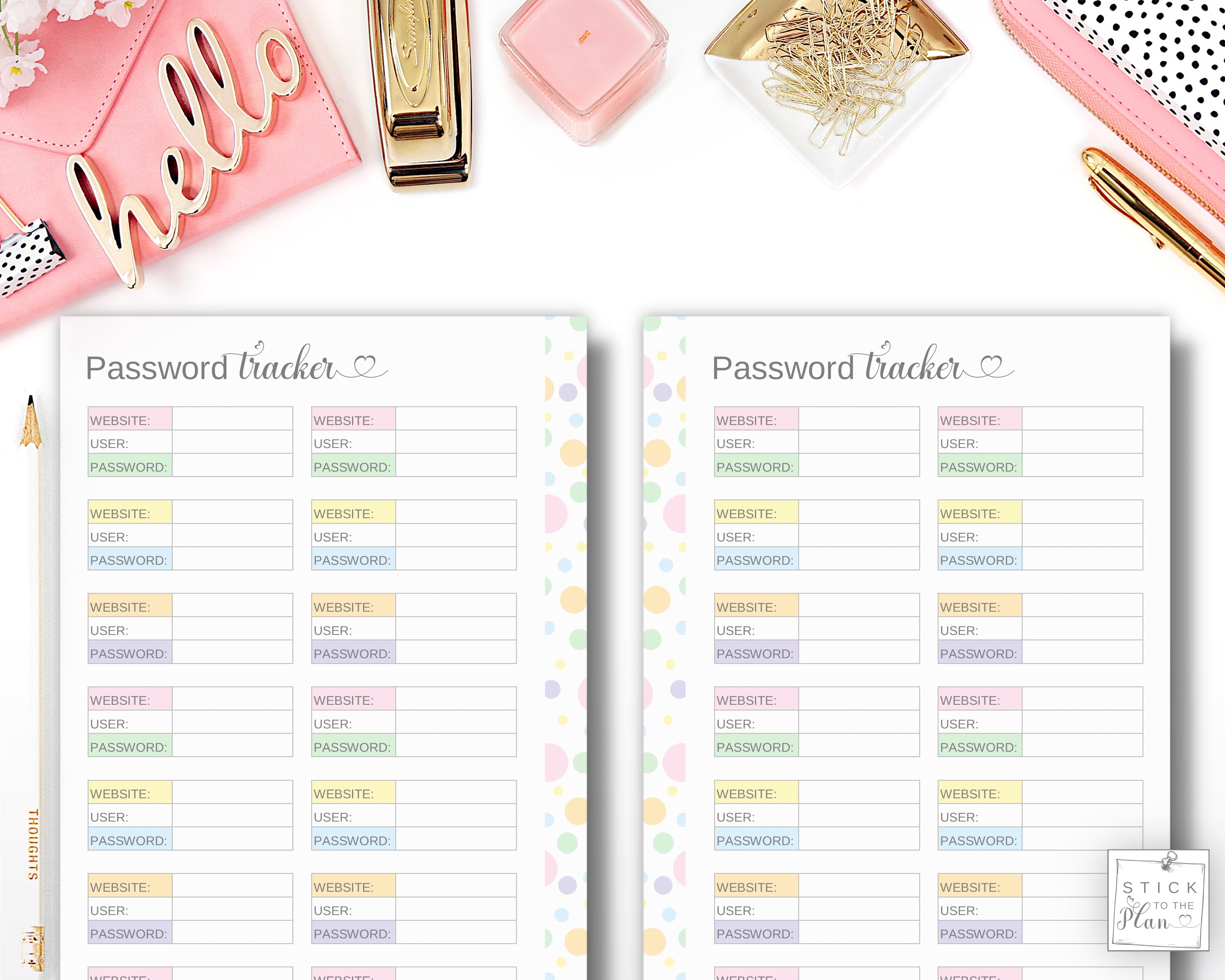 Password Tracker A5 Printable Planner Insert, Half Letter Password ...