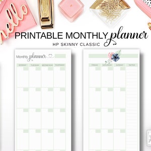 Printable HP Half Sheet Month at a Glance, Happy Planner Skinny Classic ...