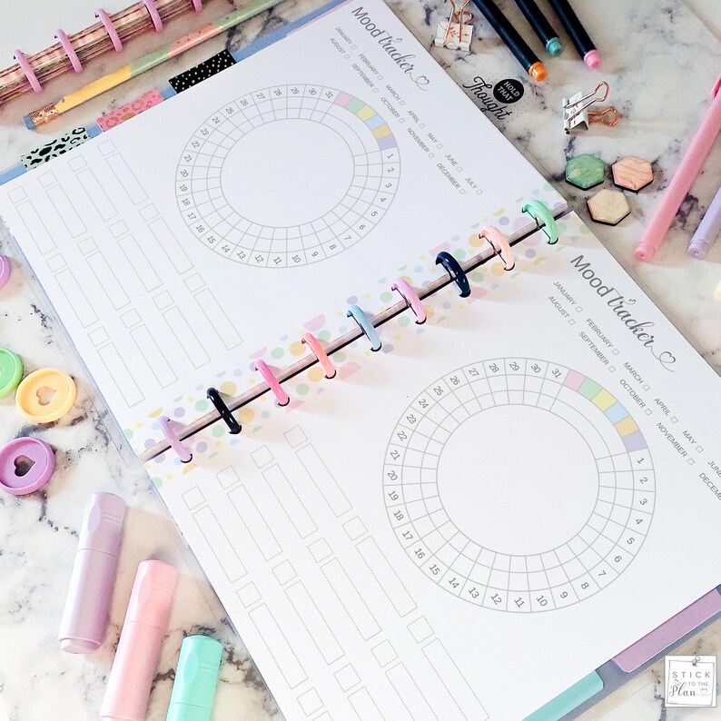 Mood Tracker Circular Printable Insert Fit Classic & Mini Happy Planner ...