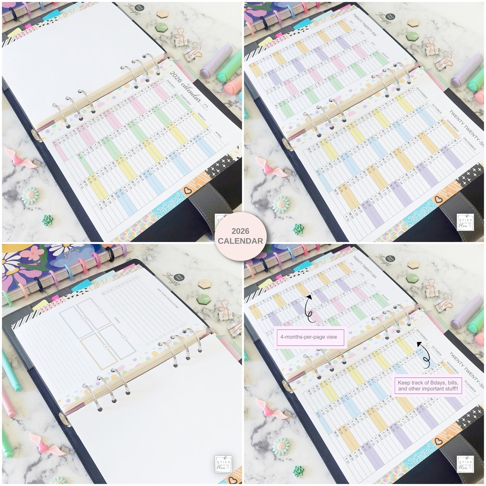 A5 Planner Inserts, Half Letter Printable Cover, 2026 Year Monthly ...