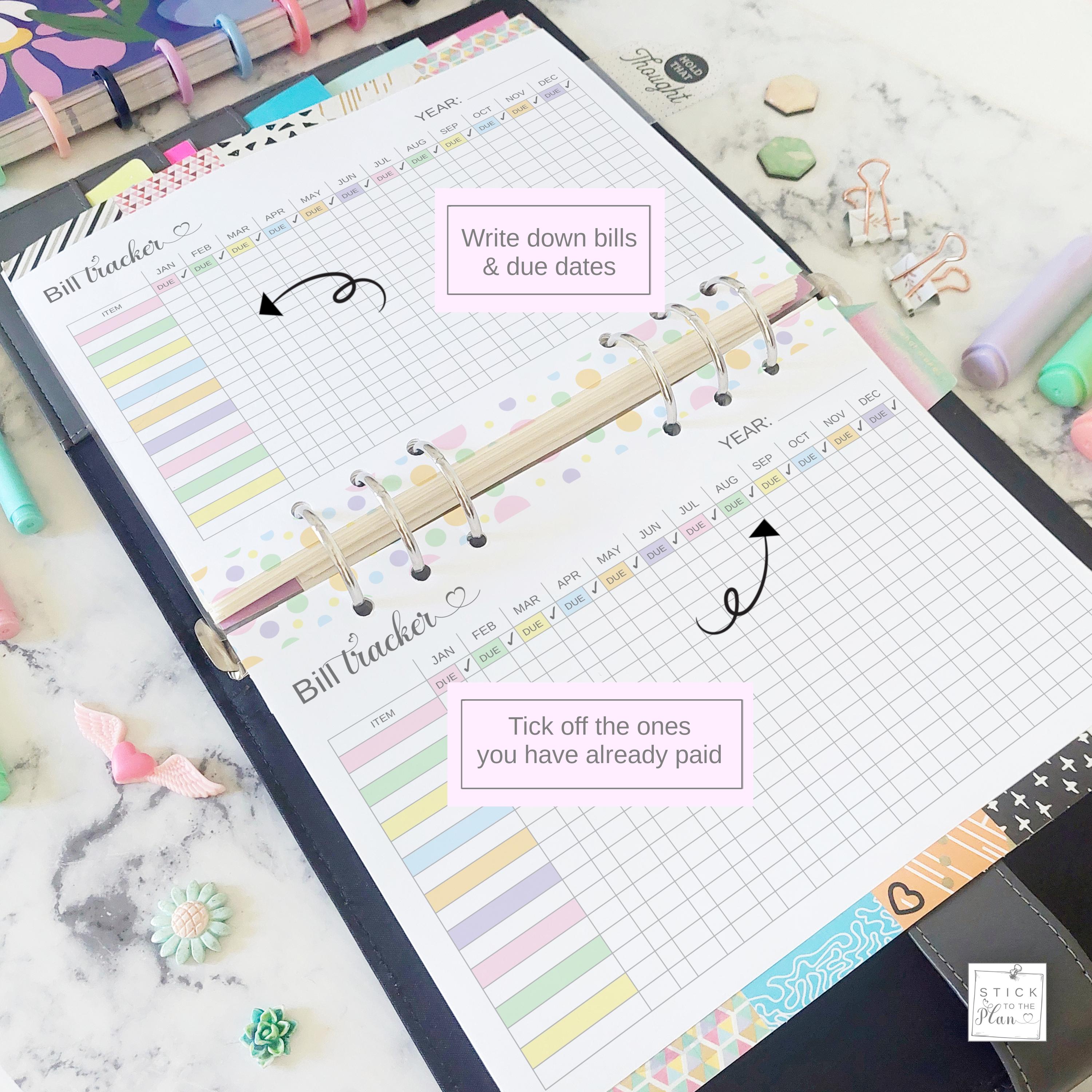 A5 Yearly Bill Payment Tracker, Printable Annual Expense Checklist ...