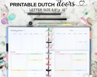 Dutch Doors Planner Insert Fit Big Happy Planner, Printable Letter Sized Undated Vertical Weekly Planner with Daily Pages PDF