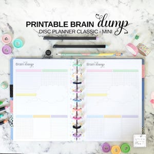 Brain Dump Fit Happy Planner Classic & Mini, Printable Disc Planner Thought Organizer Insert, Pastel Declutter Notes Page
