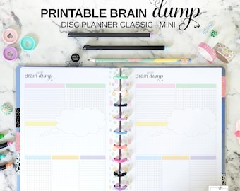 Brain Dump Fit Happy Planner Classic & Mini, Printable Disc Planner Thought Organizer Insert, Pastel Declutter Notes Page