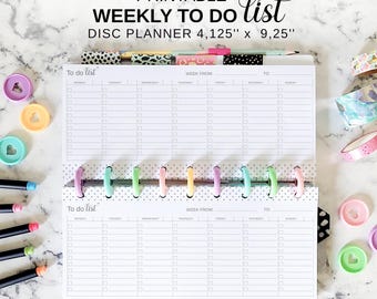 Printable Weekly To Do List Insert Fit Happy Planner Skinny Classic, Half Sheet Discbound Daily Things to Do Checklist, Disc Planner Refill