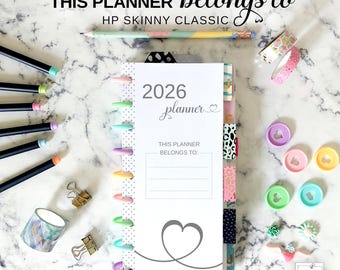 This Planner Belongs To Printable Happy Planner Skinny Classic Insert 2026, Half Sheet Owner Contact Information, Return to Owner Page