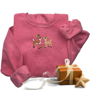 Reindeer Rudolph Embroidered Christmas Sweatshirt