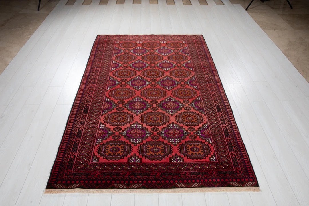 New Handmade 8x10 Red Bokhara Knotted New Zealand Wool Rug Etsy