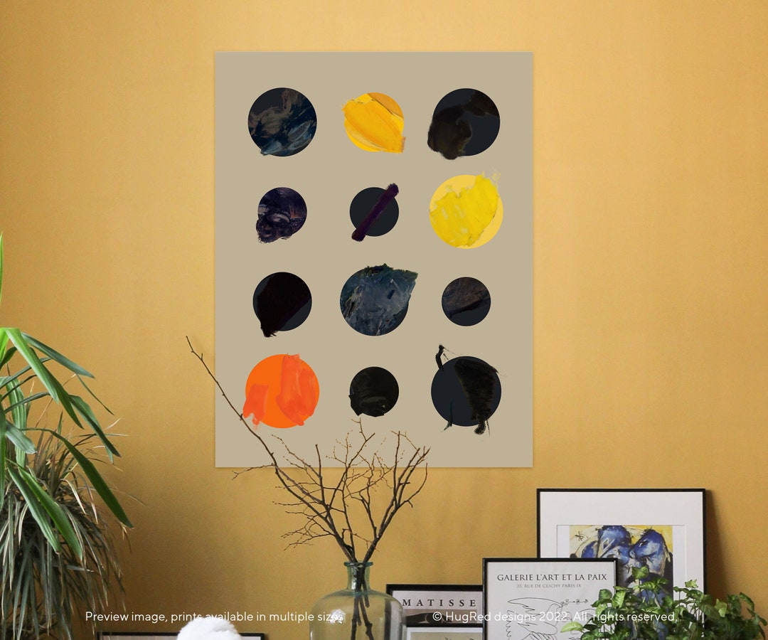 Dot And Dab Yellow Orange And Black Circles And Brushmarks On dot-and-dab-yellow-orange-and-black-circles-and-brushmarks-on