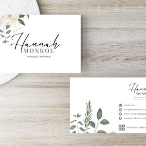 Floral Business Card Template, Instant Download, Fully Editable, QR Code Business Card, Editable Canva Template