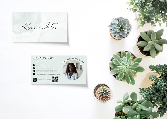 Business Card Template QR Code Insert Photo Instant - Etsy