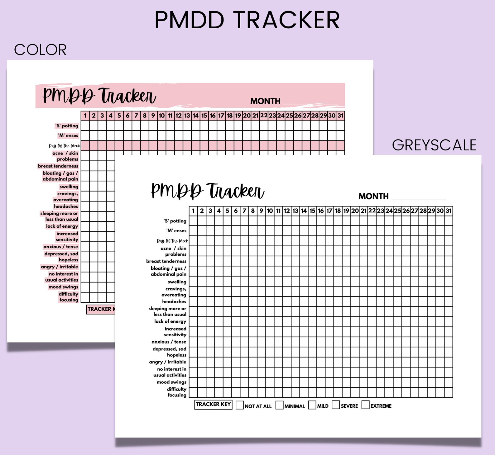 Printable PMDD Tracker Pms Symptoms Menstrual Cycle - Etsy Australia
