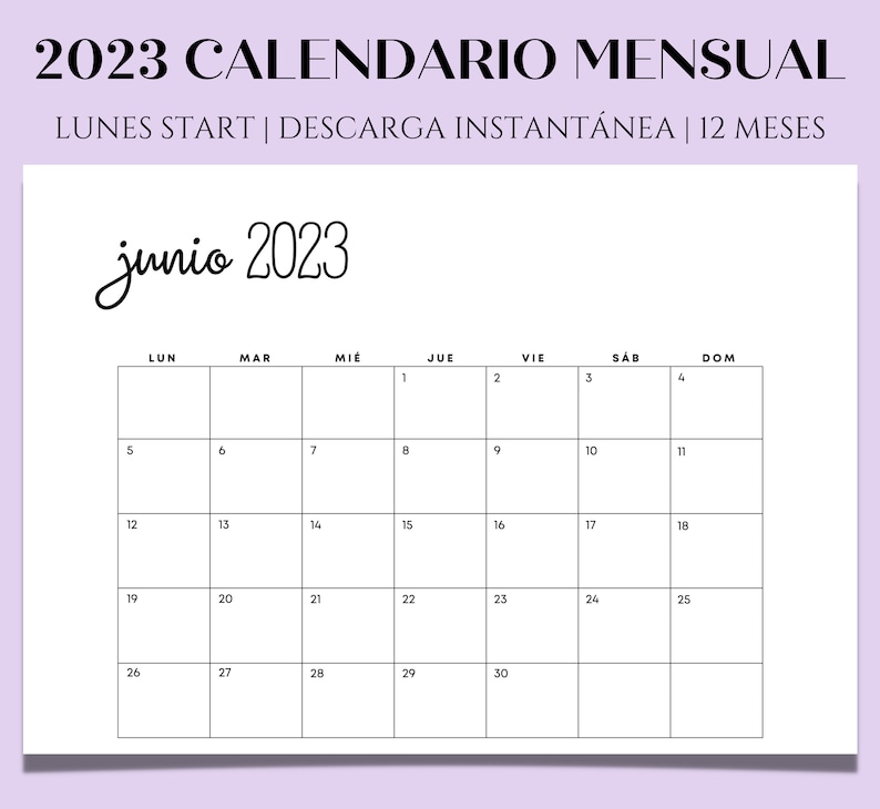 2023 Calendario Mensual Para Imprimir Calendario 2023 Etsy