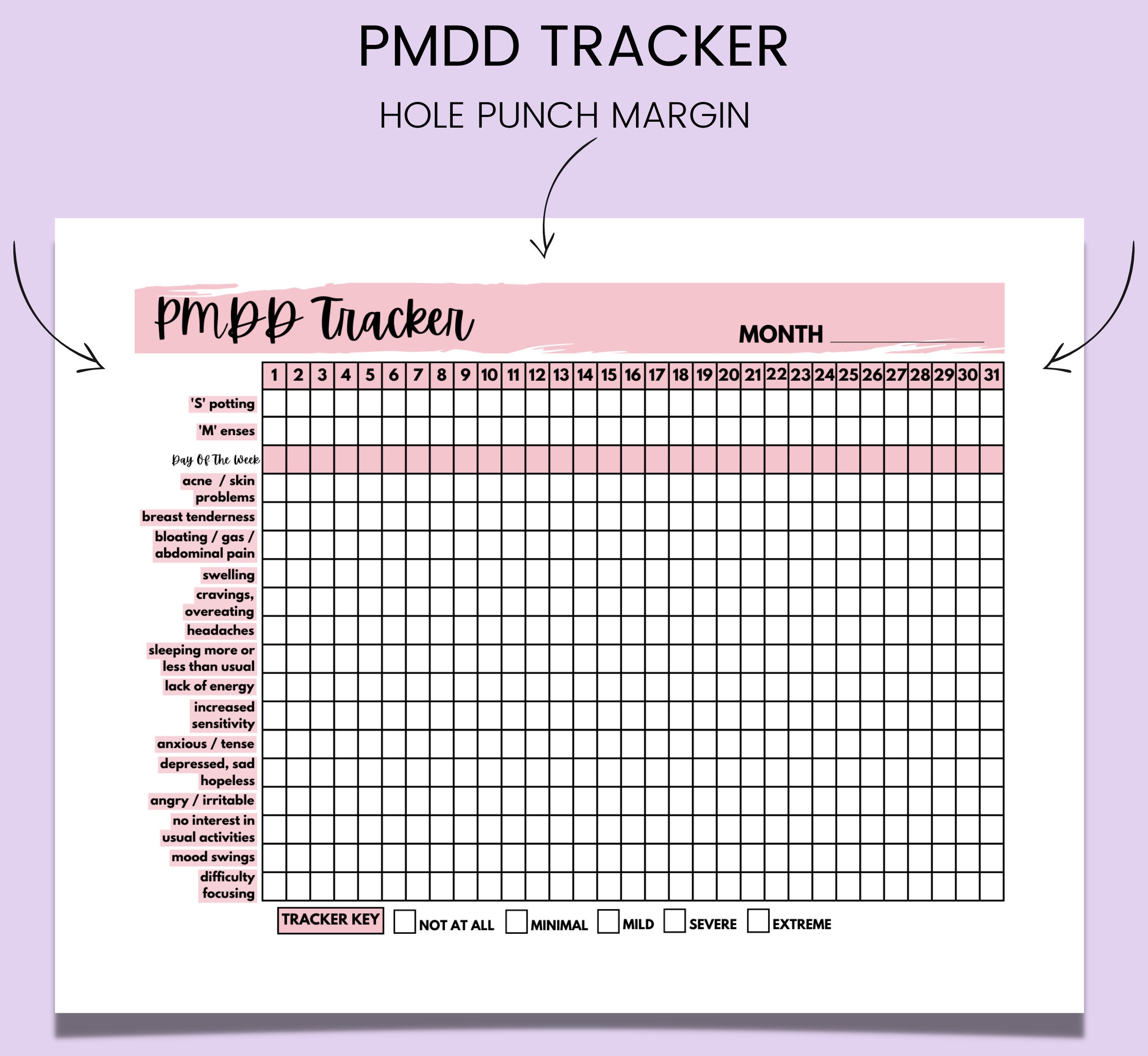 Printable PMDD Tracker Pms Symptoms Menstrual Cycle - Etsy