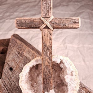 Small Reclaimed Wood Cross Ornament Only Cross w/ rope