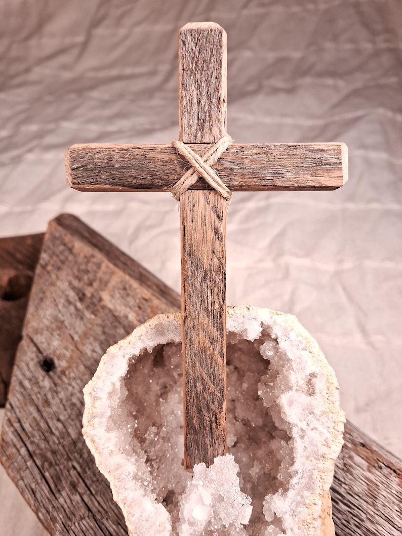 Small Reclaimed Wood Cross Ornament Only Cross w/ rope