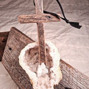Small Reclaimed Wood Cross Ornament image 5