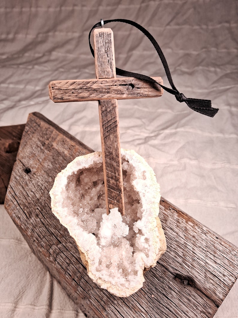 Small Reclaimed Wood Cross Ornament image 5