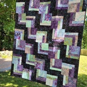 Lavender Crystals Quilt Throw, Handmade