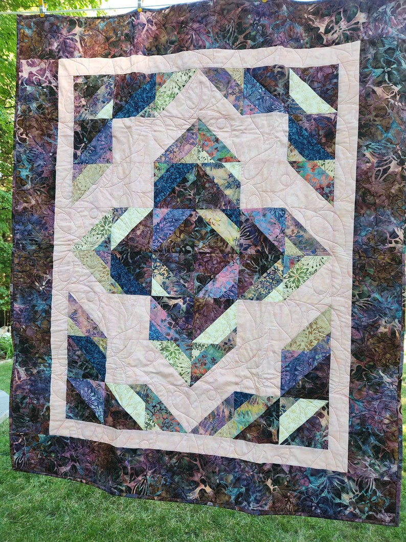 Lotus Blossom Quilt, Lap Size, Handmade Etsy